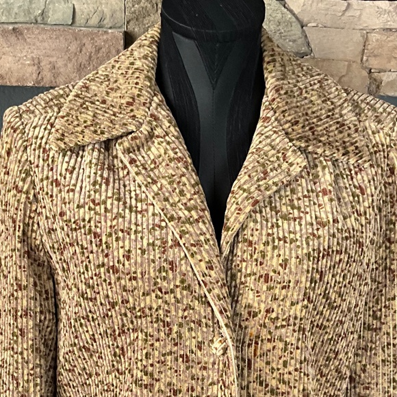 VTG 60s Indie Academia Corduroy Blazer Artsy Hipster Soft Wale Speckled Brown L - Picture 4 of 10